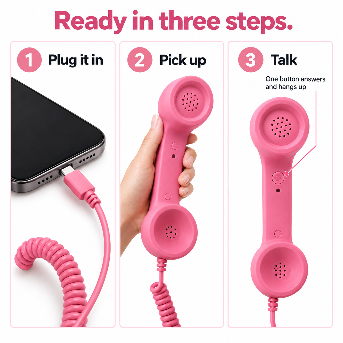 How to use Cordette: plug it in, pick up, and talk.